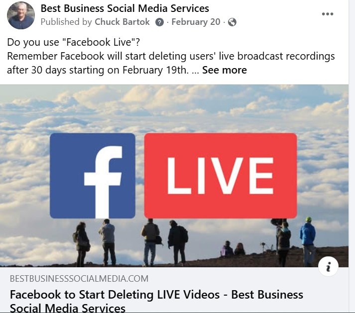 Post from Facebook Business Page